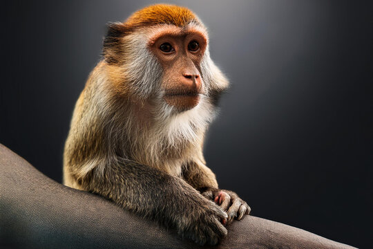 A realistic adult monkey. Primates and mammals concept. Monkeys created with generative AI tools.