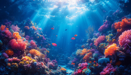 Corail avec des jolies poissons.