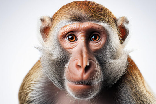 Realistic adult monkey looking at camera. Primates and mammals concept. Monkeys created with generative AI tools.