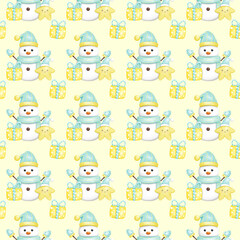 Obraz premium Winter Snowman Pattern
