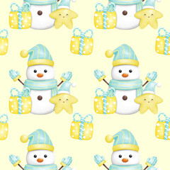 seamless pattern with snowman