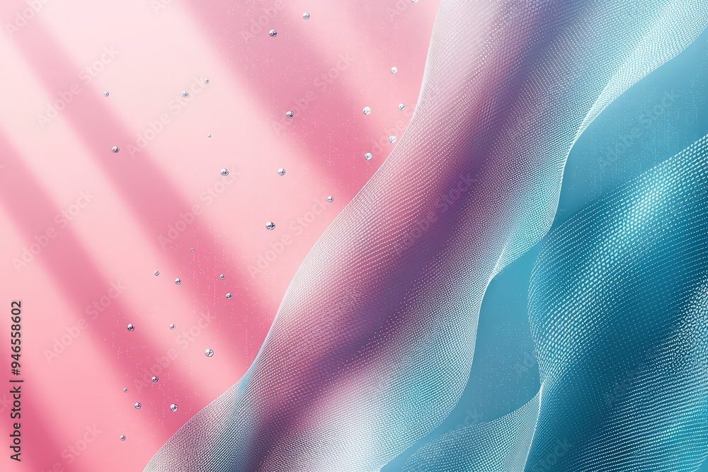 Poster delicate pastel fabric flows gracefully in gentle waves, complemented by scattered sparkling element