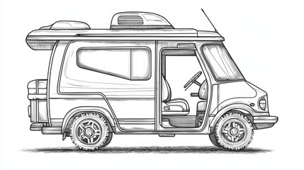 Golf and micro cars, recreational vehicle, van coloring pages for kids. Suitable for coloring book, t-shirt print, icon, logo, label, patch or sticker. 