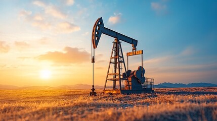 Fototapeta premium Oil Pump Jack at Sunset.