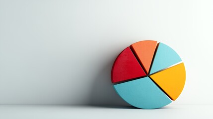 Fototapeta premium A colorful pie chart representing data segments on a minimalist background.