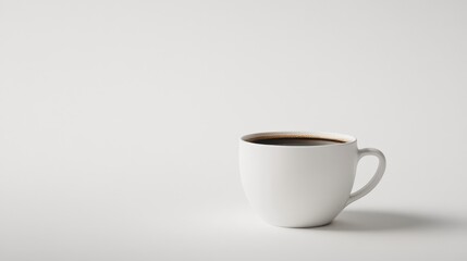 Obraz premium A simple white cup filled with black coffee, placed against a minimalist background.