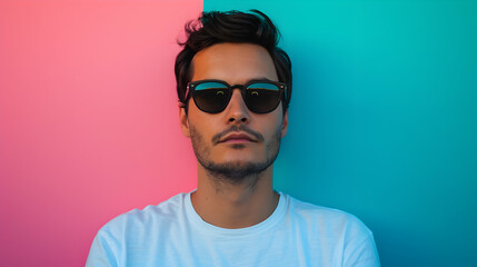 man white shirt and sunglasses standing