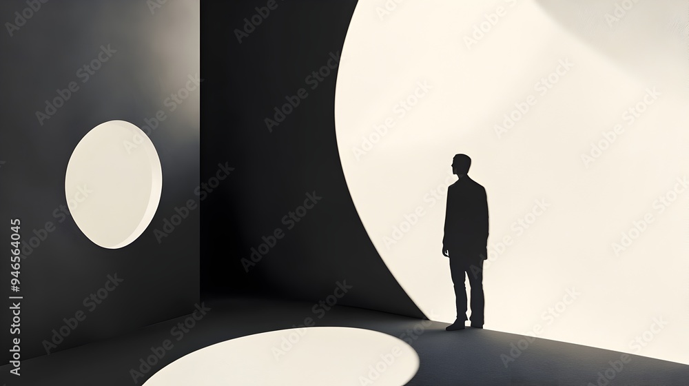 Poster shadows manifesting a conceptual of the unseen s dynamism where abstract shapes and patterns emerge 