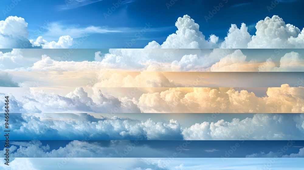 Poster layered cloudscape with a three dimensional effect and various depths creating a conceptual atmosphe