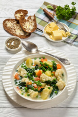 Kesakeitto, Finnish summer veggies soup in a bowl
