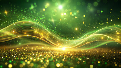 Luxurious green gold background with a wave of gold dust, New Year, Christmas, year of the green snake