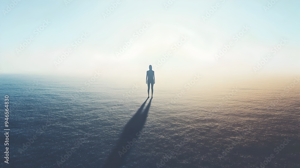 Poster enigmatic shadow extending presence amid fading light a conceptual image of a shadow growing longer 