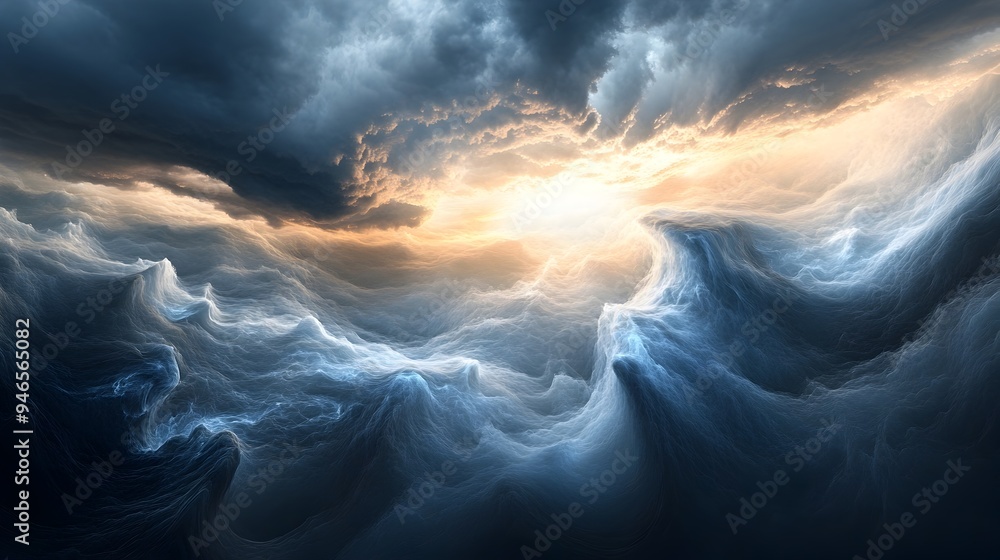 Poster ethereal cloud landscape a conceptual image of clouds rolling across the sky forming an abstract lan