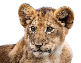 Obraz premium lion cub isolated white background