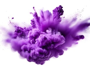 purple smoke explosion isolated white background