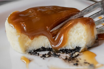 Caramel covered cheesecake