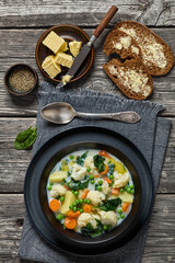 Kesakeitto, Finnish summer veggies soup in a bowl