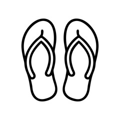 Flip flop icon. Black linear flip flop icon isolated on white background. Vector illustration