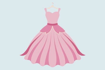 Pink dress watercolor clipart illustration with isolated background
