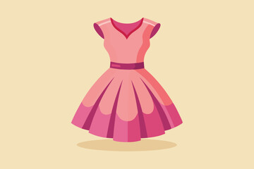 Pink dress watercolor clipart illustration with isolated background
