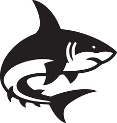 Shark silhouette and black and white vector illustration