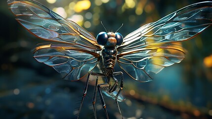 A breathtaking image showcasing the gossamer wings of a dragonfly, highlighting the ethereal beauty and intricate details in