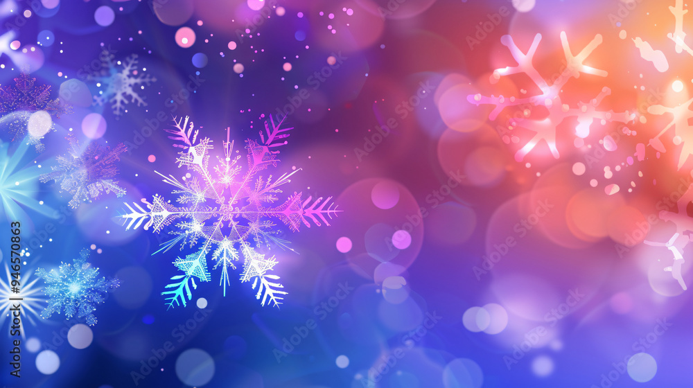 Aufkleber colorful background with snowflakes falling creating a magical christmas atmosphere