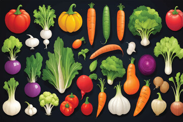 Photo-Realistic Vegetable Kit - Isolated and arrangeable for print, web, apps, media