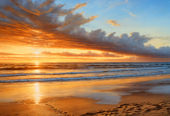 Spectacular Sunset Colors on Sea Surface