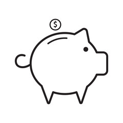 Piggy bank icon symbol shape. Cute piggy bank icon isolated on white background.