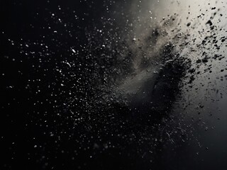 Obraz premium Abstract black dust explosion on a dark background.