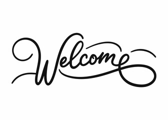  A stylish handwritten welcome sign, perfect for adding a touch of elegance and charm to your designs. This versatile graphic is ideal for greeting cards, invitations, website banners, and more.