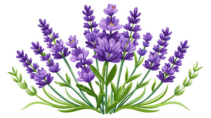 Fototapeta premium Illustration of Fresh Lavender Stems with Purple Blooms - illustration of lavender stems with vibrant purple flowers and green leaves. Perfect for botanical projects, aromatherapy, and nature themes.