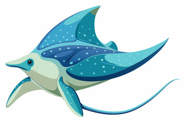 Stingray, watercolor clipart illustration with isolated background.
