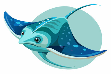 Stingray, watercolor clipart illustration with isolated background.
