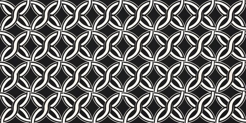 Fototapeta premium Interlocking Circles A Black and White Geometric Pattern, abstract ,pattern, geometric