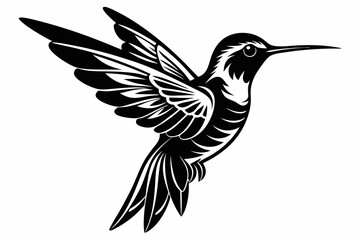  Hummingbird silhouette vector, Flying bird illustration