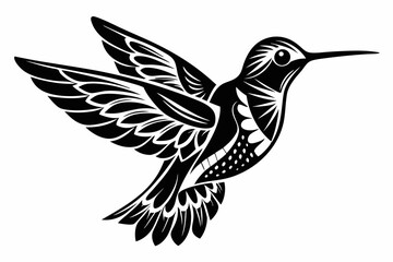  Hummingbird silhouette vector, Flying bird illustration