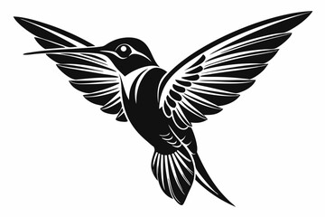  Hummingbird silhouette vector, Flying bird illustration