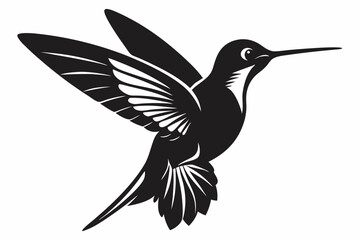  Hummingbird silhouette vector, Flying bird illustration