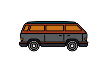 Original vector illustration. An old travel van. A contour icon.