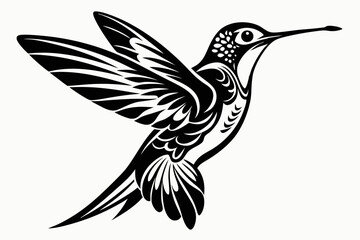  Hummingbird silhouette vector, Flying bird illustration