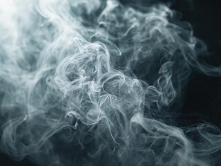 Abstract white smoke swirls against a dark background.