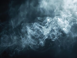 Abstract white smoke wisps on a dark blue background.