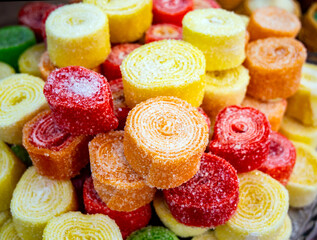 Round marmalade rolls in bright colours