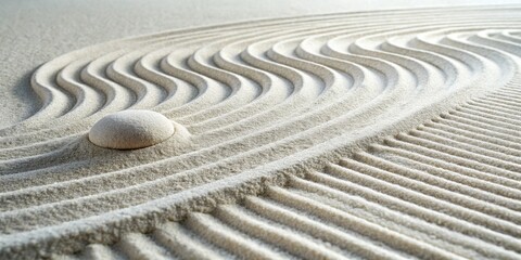 Zen Garden Sand and Stone Composition - Tranquility, Mindfulness, Balance, zen garden, meditation, japanese