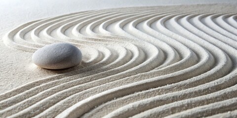 Zen Garden Stone and Sand, White Sand, Rock, Minimalism, Serenity
