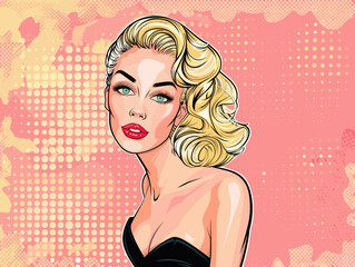 Beautiful young woman in retro style. Pop art vector illustration