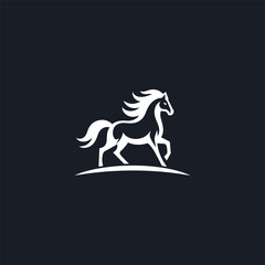 Black White Horse Logo Vector Design Silhouette