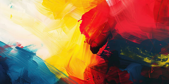 A contemporary abstract work focusing on Jesus' parable of the prodigal son, with vibrant hues of red, yellow, and blue.